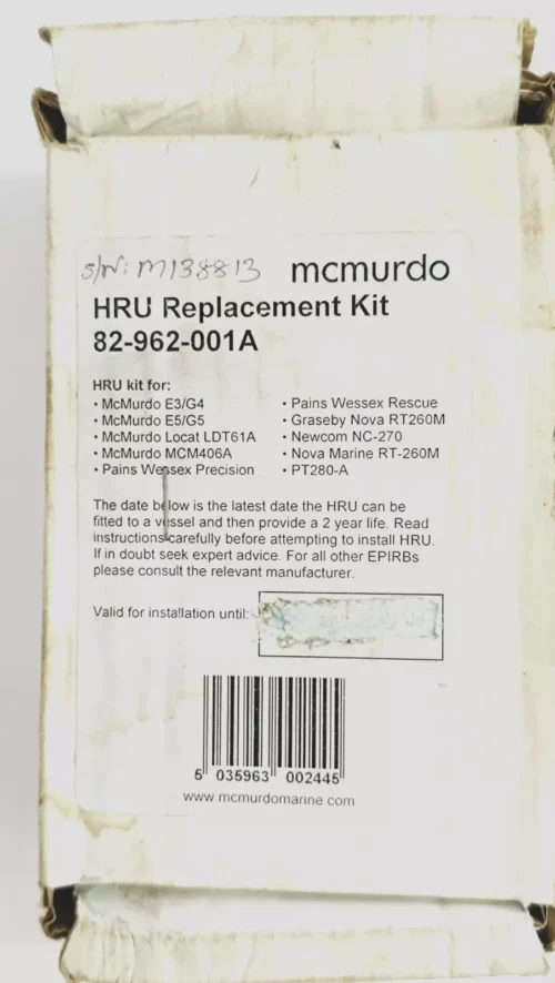 MCMURDO HRU REPLACEMENT KIT 82-962-001A - Image 2