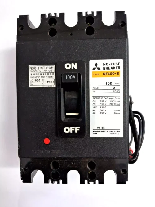 Mitsubishi NF100-S No-Fuse Breaker AC 600V DC 250V 100 AMP.