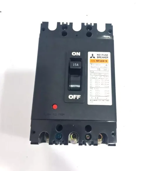 Mitsubishi NF100-S No-Fuse Breaker AC 600V DC 250V 15AMP.