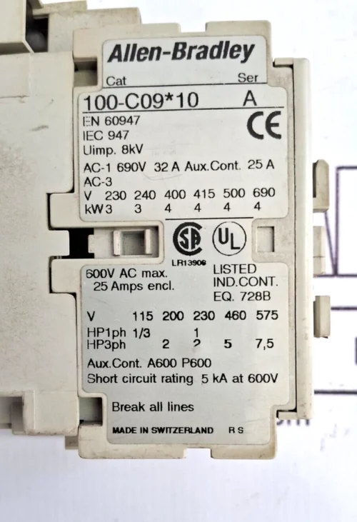 ALLEN BRADLEY 100-C09*10 SER.A CONTACTOR - Image 8