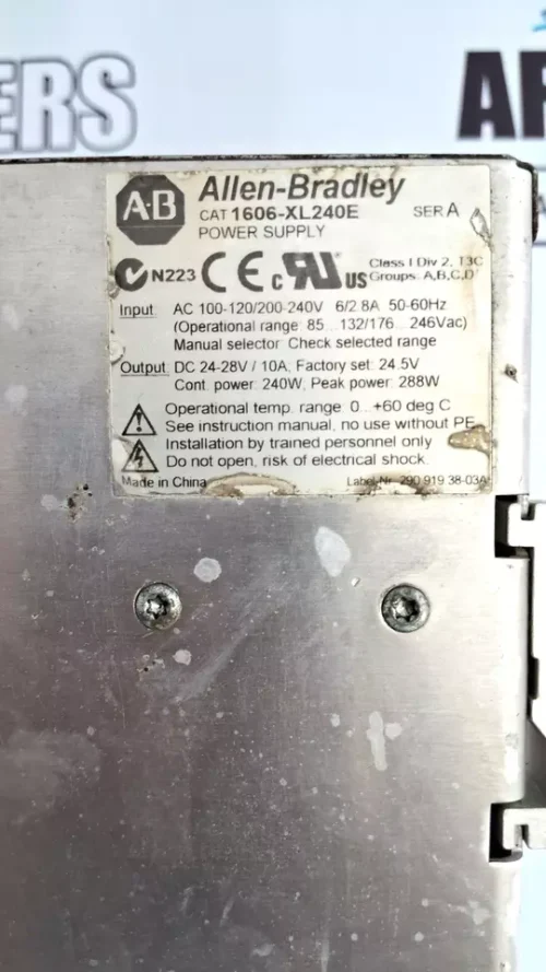 ALLEN BRADLEY 1606-XL POWER SUPPLY DC24V/10A - Image 10