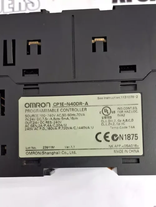 OMRON CP1E-N40DR-A PROGRAMMABLE  CONTROLLER - Image 8