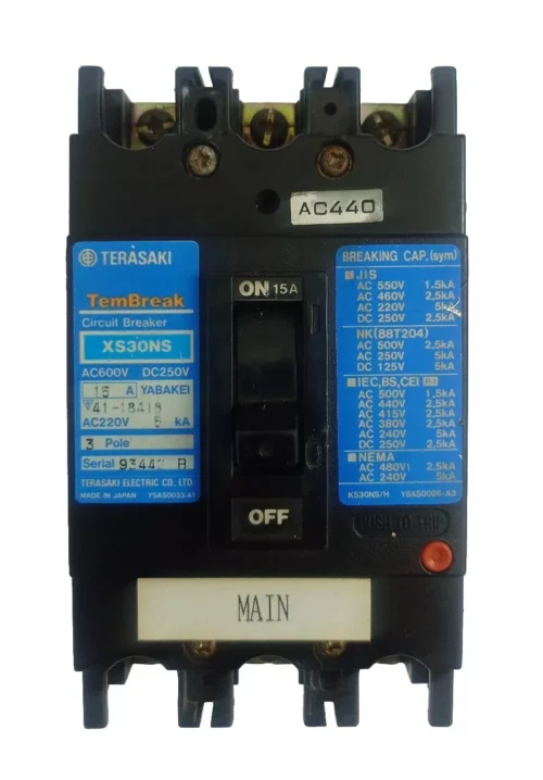 TERASAKI TEMBREAK XS30NS CIRCUIT BREAKER 15A 3 POLES