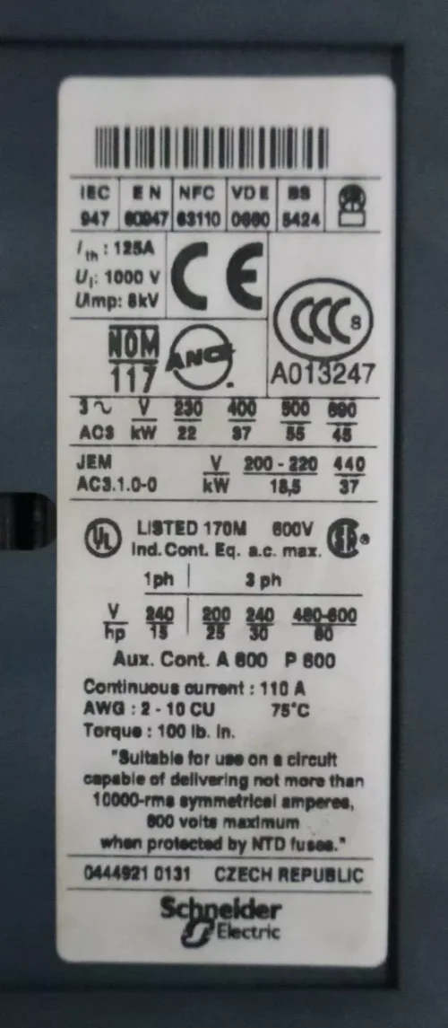 schneider electric telemecanique lc1d80 / lc1 d8011 contactor with ladn40 230V - Image 3