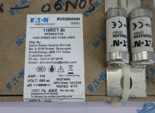 110eet bussmann eaton sfe9431110 high speed hrc fuse links 690Vac 110A - Image 3