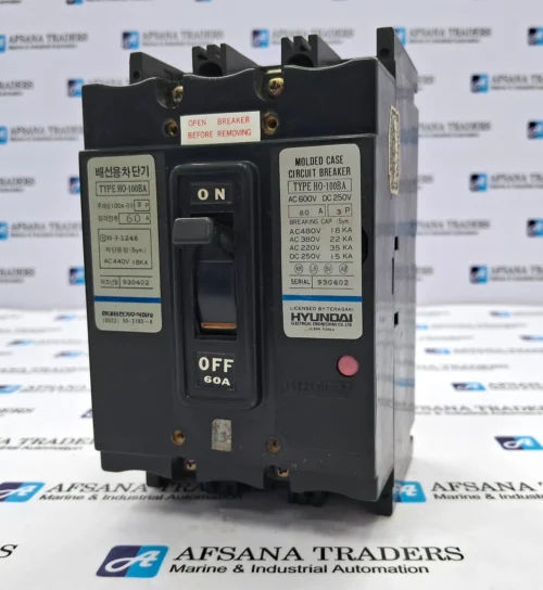 HYUNDAI ELECTRIC | HO-100BA | 100A 3P 60A | MOLDED CASE CIRCUIT BREAKER