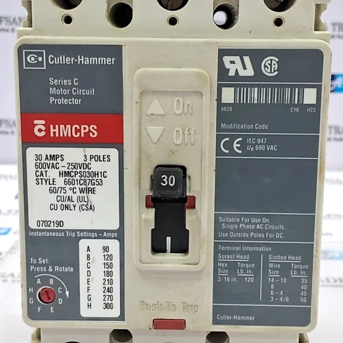 CUTLER-HAMMER | HMCPS | HMCPS030H1C | SER C | 30A 3P | MOTOR CIRCUIT PROTECTOR - Image 7