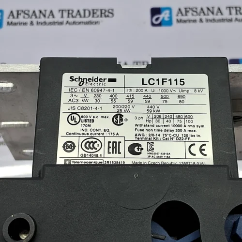 SCHNEIDER ELECTRIC | LC1F115 | LADN22 | 200A | 3POLE | CONTACTOR - Image 9