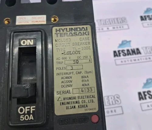HYUNDAI ELECTRIC TL-100E 50A 3POLE MOLDED CASE CIRCUIT BREAKER - Image 8