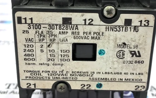 3100-30T828WA | HN53TB115 | MODEL 98 | MAGNETIC CONTACTOR - Image 3