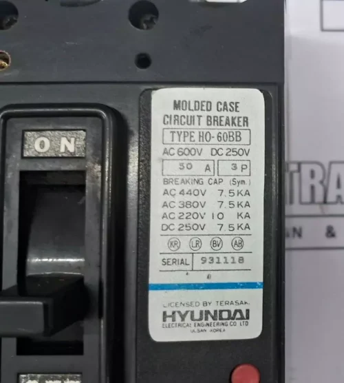 Hyundai h0-60bb molded case circuit breaker 50a 3pole - Image 4