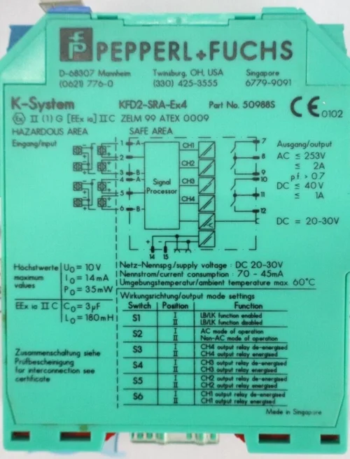 Pepperl+fuchs K-System KFD2-SRA-EX4 Switch Amplifier 50988S 20-30Vdc - Image 13