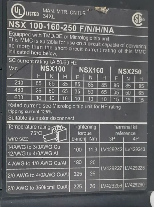 SCHNEIDER | NSX 100N | NSX 100-160-250 F/N/H/NA | 40/100A | 3P | CIRCUIT BREAKER - Image 11