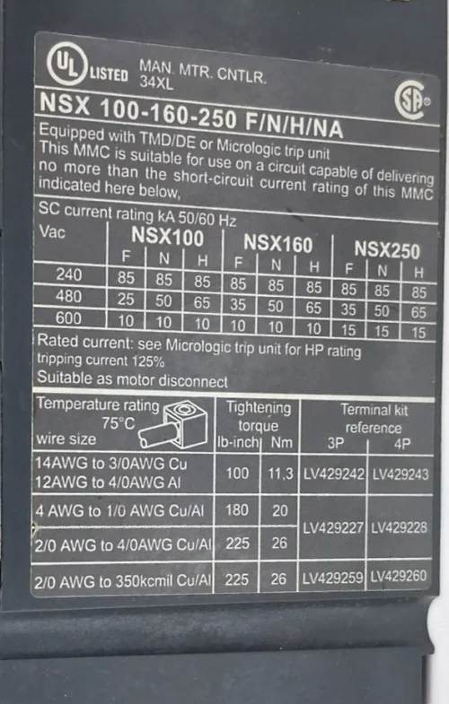 SCHNEIDER | NSX250N | 63/160A | COMPACT CIRCUIT BREAKER - Image 10