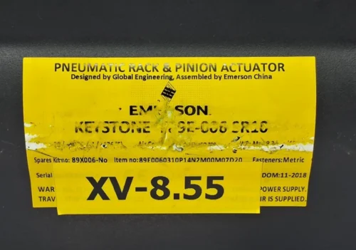 EMERSON | KEYSTONE | F89E-006-SR10 | XV-8.55 | PNEUMATIC RACK & PINION ACTUATOR - Image 3