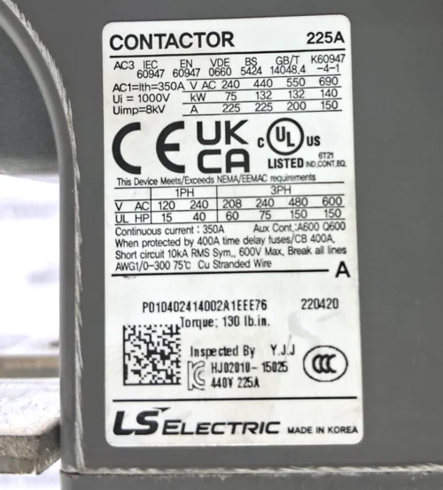 LS ELECTRIC | MC-225A | 225A | METASOL | CONTACTOR - Image 9