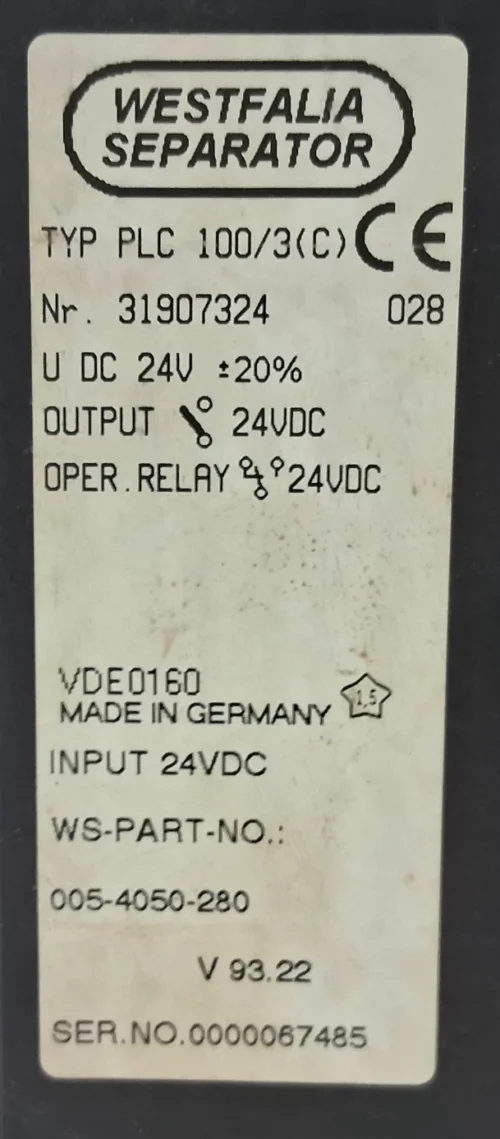 WESTFALIA SEPARATOR PLC 100/3(C), 005-4050-280 | P02-SK1/32 | CONTROLLER MODULE - Image 10