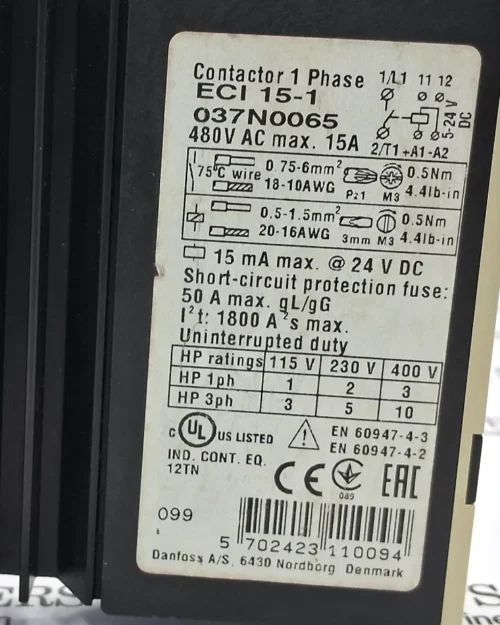 DANFOSS | CI-TRONIC | ECI 15-1 | 037N0065 | CONTACTOR - Image 10