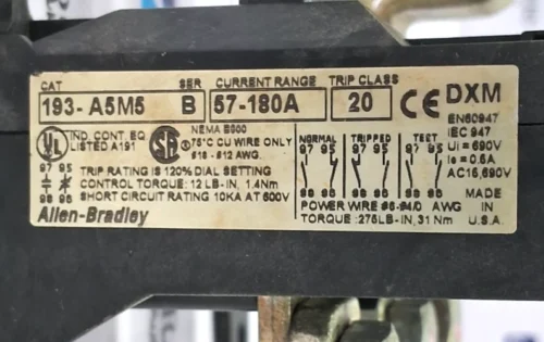 ALLEN BRADLEY | 193-A5M5 | 57-180A | 3POLE | THERMAL OVERLOAD RELAY - Image 9