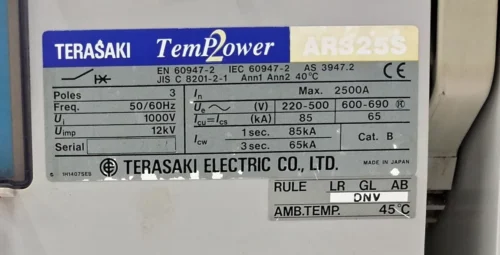 TERASAKI | TEM2POWER | AR325S | 2500A | ACB | 3POLE | AIR CIRCUIT BREAKER - Image 21
