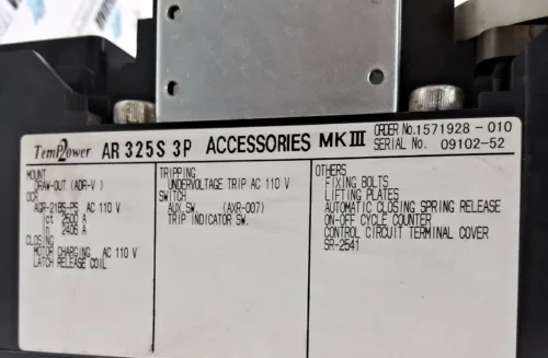 TERASAKI | TEM2POWER | AR325S | 2500A | ACB | 3POLE | AIR CIRCUIT BREAKER - Image 19