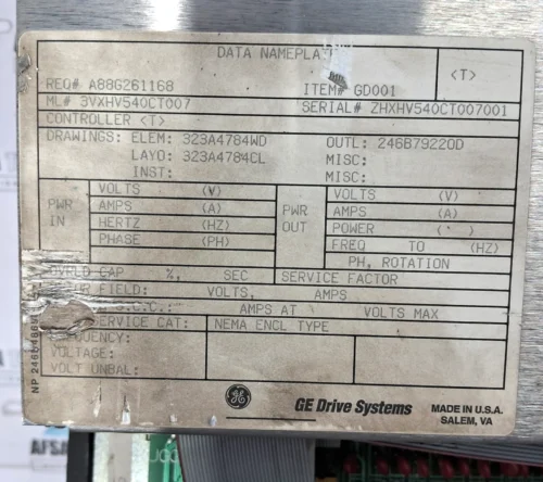 GE | NP246B4865P1 | 3VXHV540CT007 | T | CONTROLLER (T) | DRIVE SYSTEM - Image 2