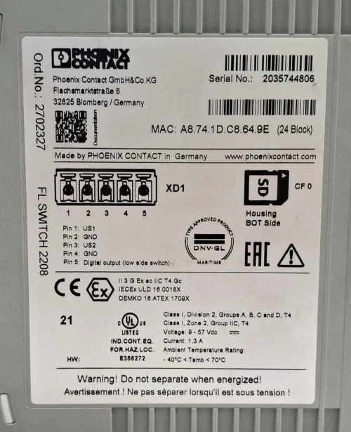 PHOENIX CONTACT FL SWITCH 2208 INDUSTRIAL ETHERNET SWITCH 2702327 - Image 7