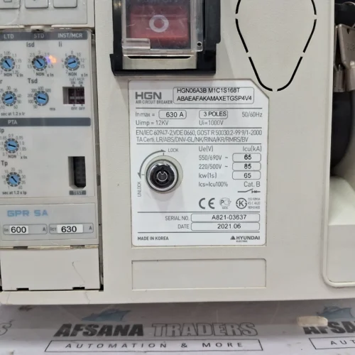 HYUNDAI ELECTRIC | HGN06A3B | 630A | 3 POLES | AIR CIRCUIT BREAKER W/T DRAWOUT - Image 11