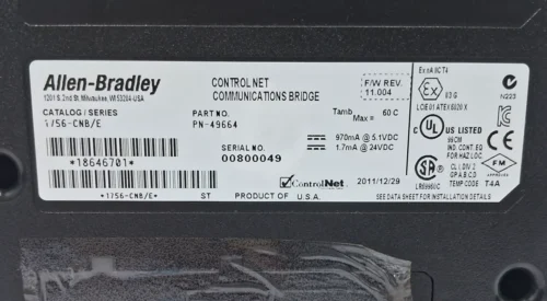 ALLEN-BRADLEY 1756-CNB/E CONTROL NET COMMUNICATION BRIDGE PN-49664 - Image 10