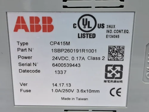 ABB CP415M TOUCH SCREEN CONTROL PANEL 1SBP260191R1001 - Image 7