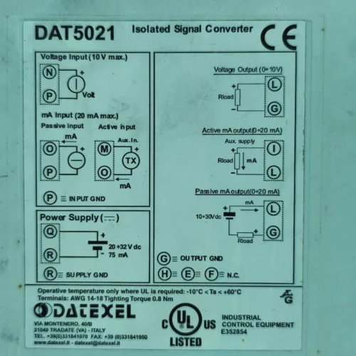 DATEXEL DAT5021 ISOLATED SIGNAL CONVERTER - Image 4