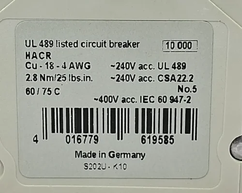 ABB S 202 U CIRCUIT BREAKER K 10 A 2POLE - Image 10