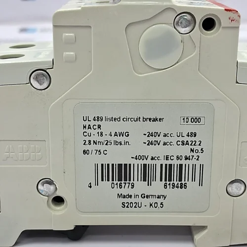 ABB S 202 U CIRCUIT BREAKER K 0.5A 2POLE - Image 12