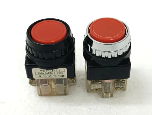 YONGSUNG ELECTRIC YS P13-11 250V 6A PUSH BUTTON RED 2X LOT - Image 6