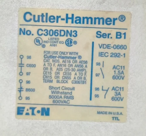 CUTLER-HAMMER | EATON | C306DN3 | H2106B | CONTROL RELAY - Image 8