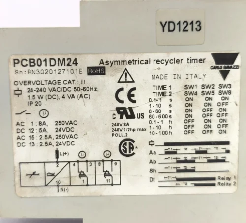 CARLO GAVAZZI PCB01DM24 ASYMMETRICAL RECYCLER TIMER PCB01 WITH BASE - Image 8