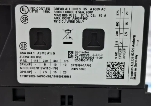 SIEMENS SIRIUS 3RT2026-1AP00 CONTACTOR 230V 50HZ - Image 10