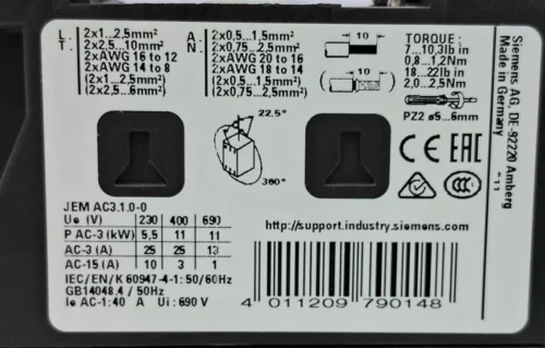 SIEMENS SIRIUS 3RT2026-1AP00 CONTACTOR 230V 50HZ - Image 11
