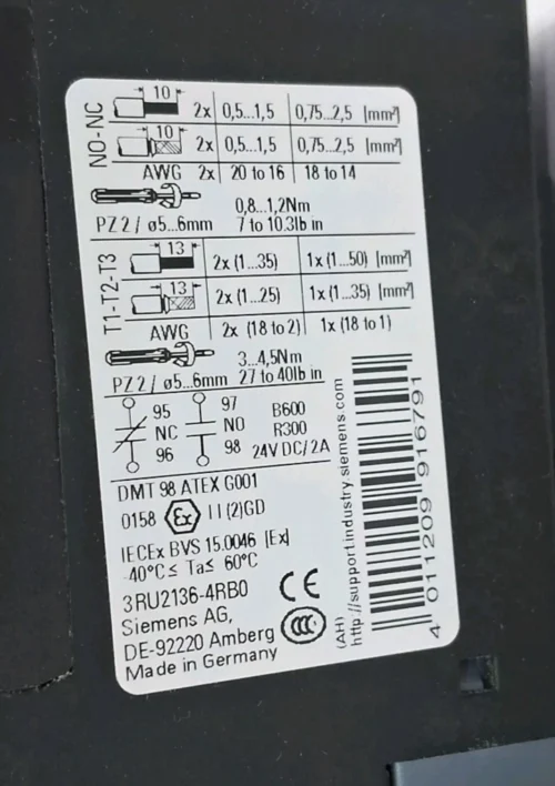 SIEMENS SIRIUS 3RU2136-4RB0 THERMAL OVERLOAD RELAY 70-80A - Image 9