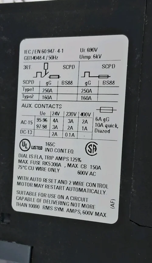 SIEMENS SIRIUS 3RU2136-4RB0 THERMAL OVERLOAD RELAY 70-80A - Image 8
