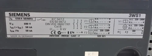 SIEMENS 3WS1 FIXED MOUNTED CIRCUIT BREAKER 3WS1330-0WA58-3JA2-Z 1250A 3POLE - Image 10