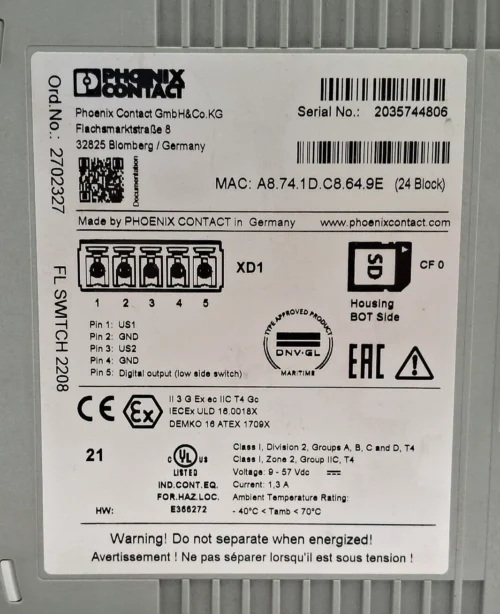 PHOENIX CONTACT FL SWITCH 2208 INDUSTRIAL ETHERNET SWITCH 2702327 - Image 7