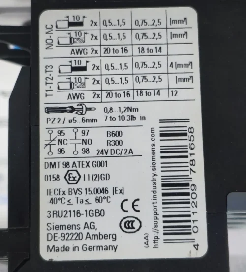 SIEMENS SIRIUS 3RU2116-1GB0 THERMAL OVERLOAD RELAY 4.5-6.3A - Image 8