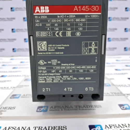 ABB A145-30-11 MAGNETIC CONTACTOR 1SFL471001R8011 220-240V 50/60HZ 145A - Image 5