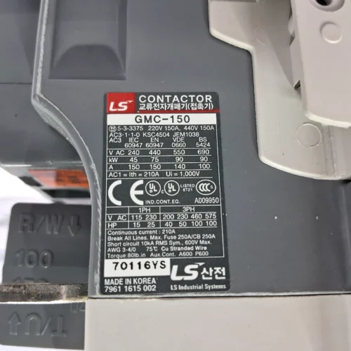 LS METAMEC GMC-150 CONTACTOR 150A AC 380-450V 50/60HZ - Image 8